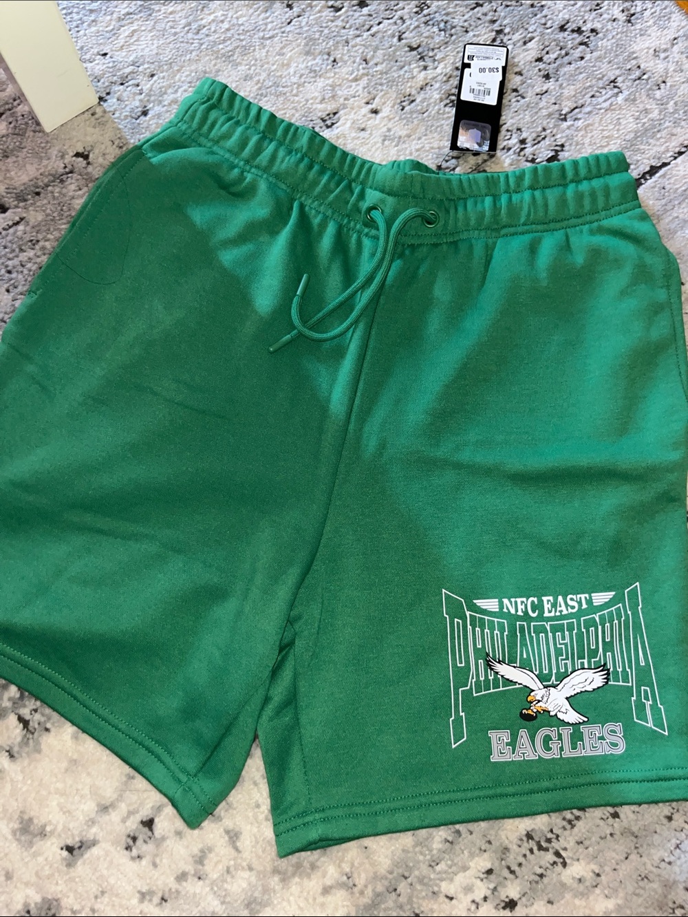 Primark Green Men's Athletic Shorts with White Graphic